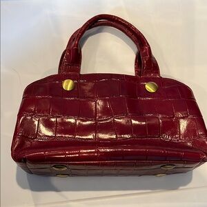 Maxx New York Red Croc-Embossed Shoulder Bag